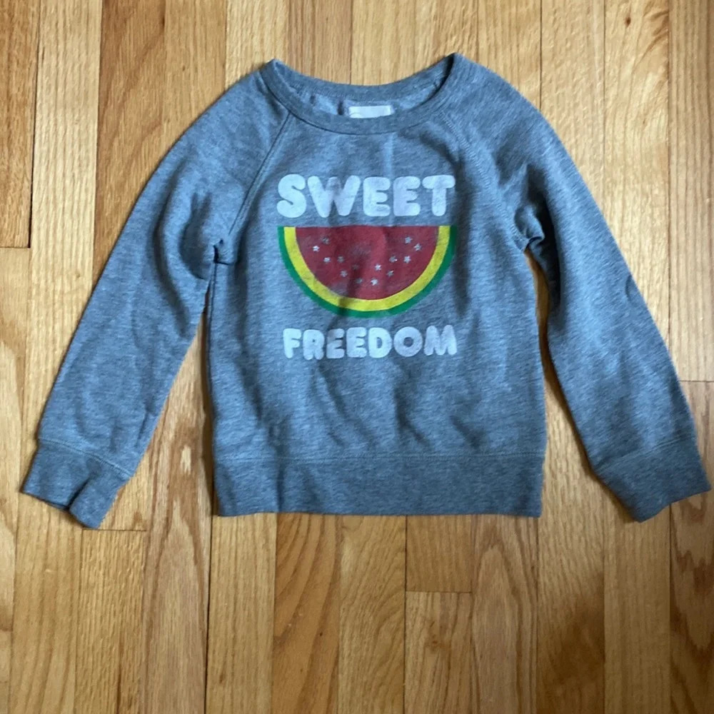 Peek Sweet Freedom Watermelon Sweatshirt Gray‎ Summer Spring Fall School Year